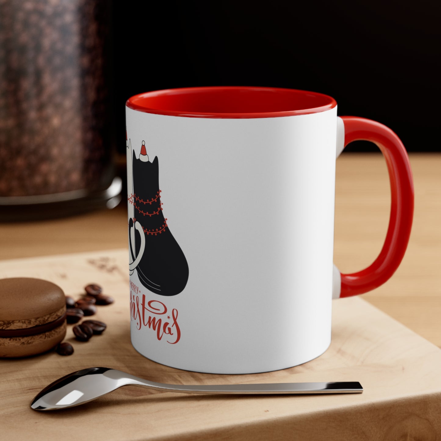 Eine tierische Kaffeetasse / Kaffeebecher "Marry Christmas - Black and white cat"