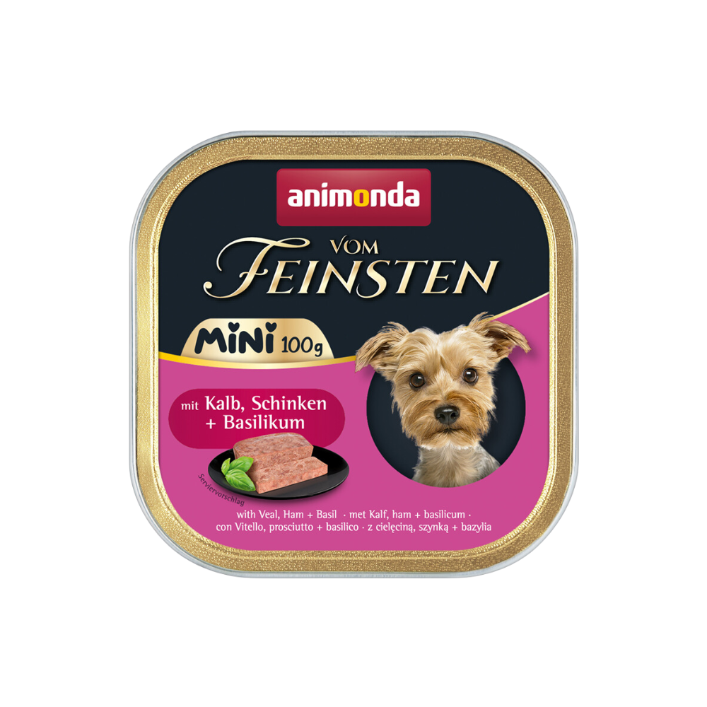 Animonda van de fijnste hond mini volwassen met kalfsvlees, ham + basilicum