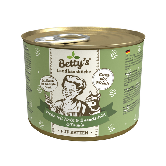 Betty`s Landhausküche Katze Huhn mit Kalb + Borretschöl