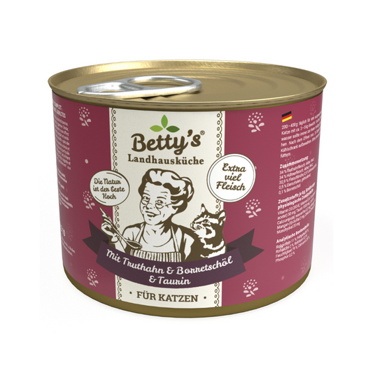 Betty`s Landhausküche Katze mit Truthahn + Borretschöl