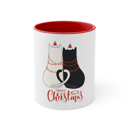 Eine tierische Kaffeetasse / Kaffeebecher "Marry Christmas - Black and white cat"