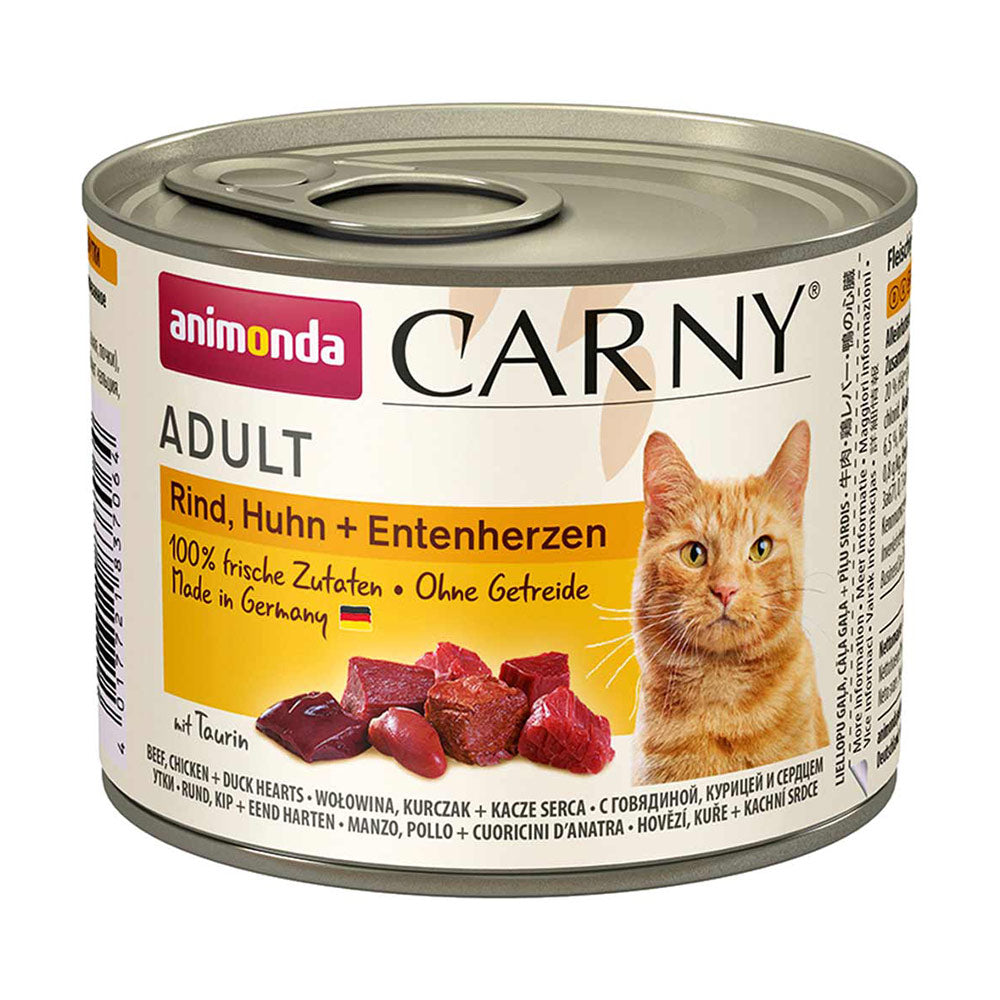 Animonda Carny Adult Rind & Huhn & Entenherzen 6x200 g - Verpackung Vorderseite - petrado.de