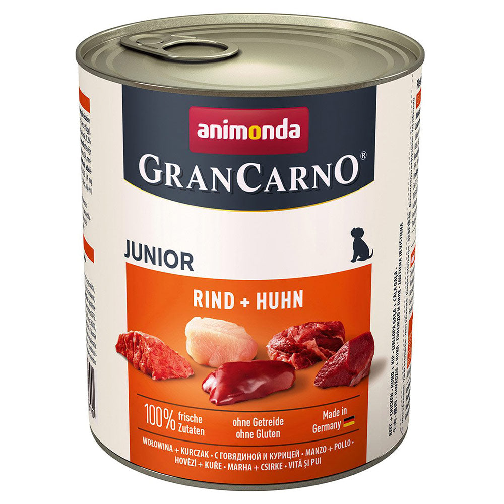Animonda GranCarno Junior Rind & Huhn 6x800 g - Verpackung Vorderseite - petrado.de