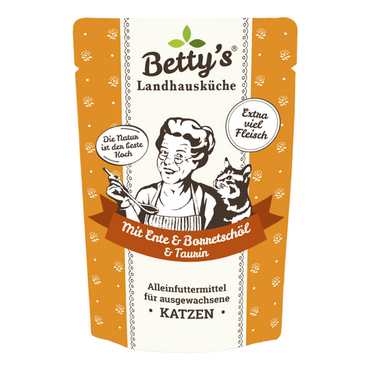 Betty`s landhuiskeukenkat met eend en borageolie
