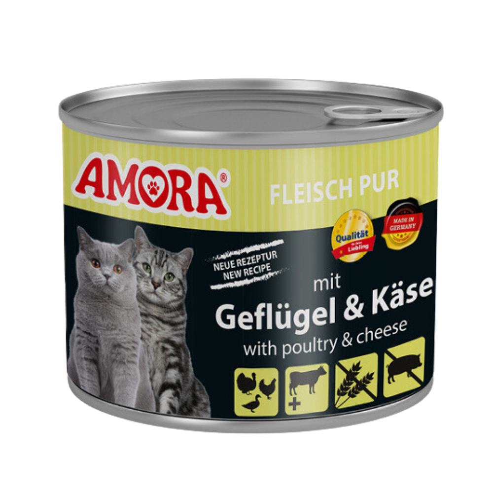 AMORA Cat Fleisch pur mit Geflügel und Käse