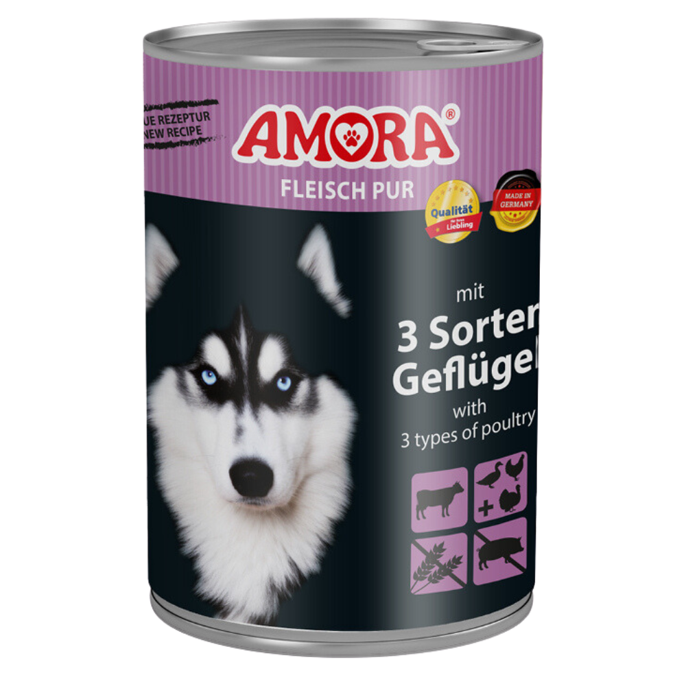 AMORA Dog Fleisch pur Adult mit 3 Sorten Geflügel