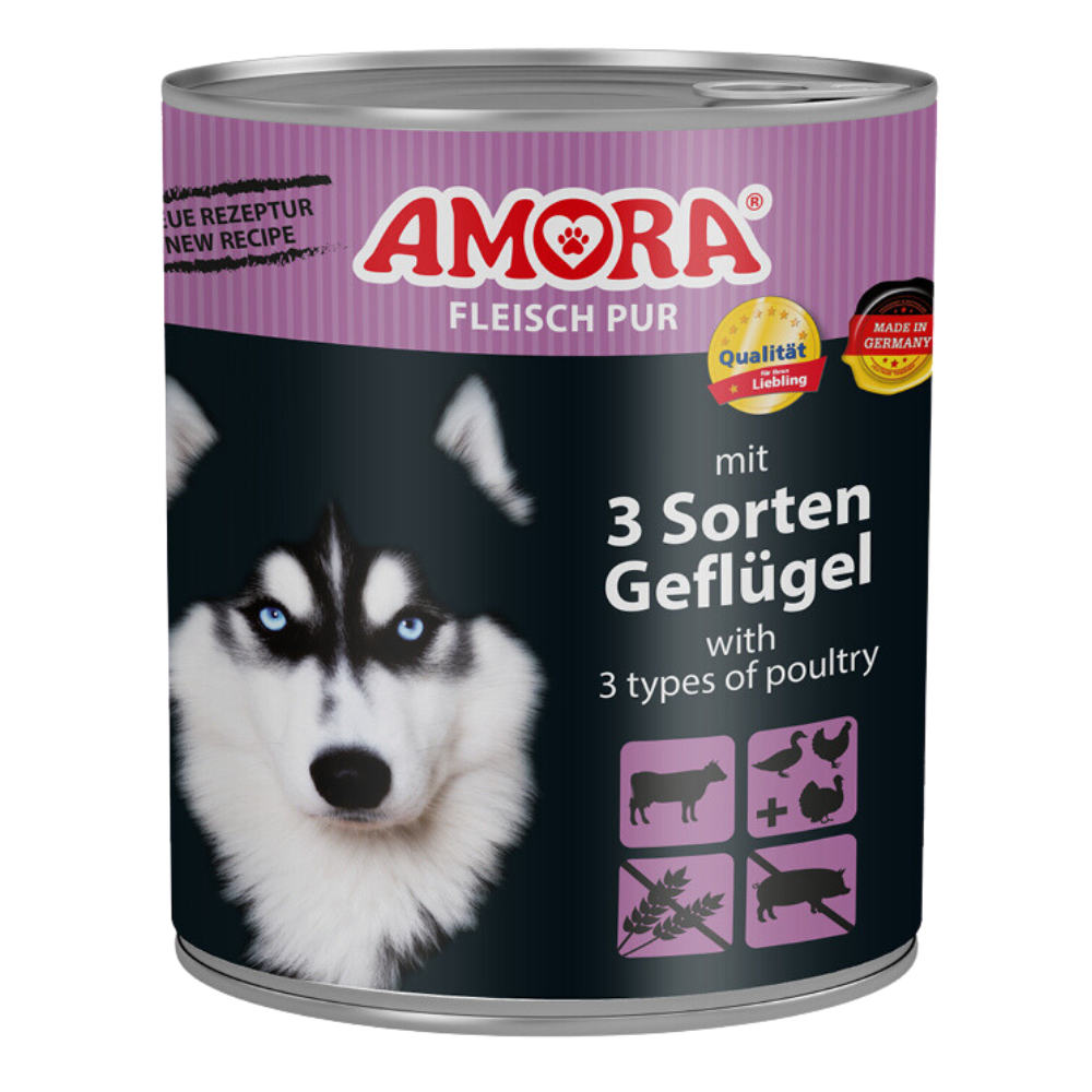 AMORA Dog Fleisch pur Adult mit 3 Sorten Geflügel