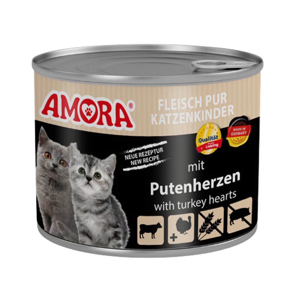 AMORA Cat Fleisch pur Katzenkinder mit Putenherzen
